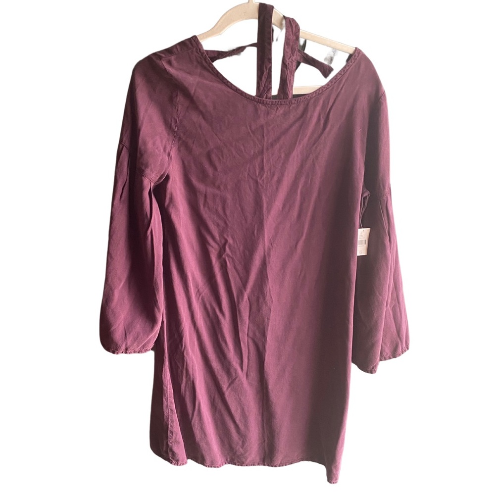 Cloth & Stone Anthropologie Tencel Tie-Back Dress XS Plum- NWT - Picture 2 of 9